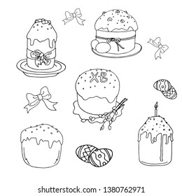 illustration of Easter food in contours