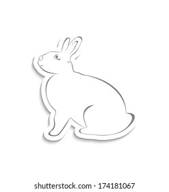 Illustration Easter greeting rabbit isolated on white background - vector