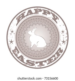 Illustration Easter grunge stamp with bunny - vector