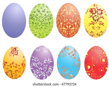 illustration of easter multicolored egg set