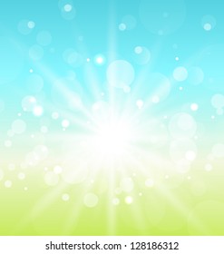 Illustration Easter nature background with lens flare - vector