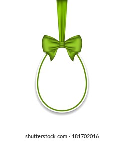 Illustration Easter paschal egg with green bow, isolated on white background - vector