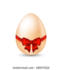 Illustration Easter paschal egg with red bow, isolated on white background - vector