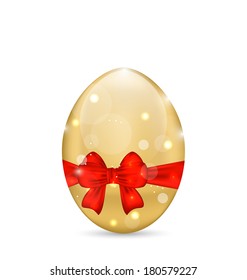 Illustration Easter paschal shine egg with red bow - vector