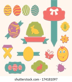 Illustration Easter scrapbook set - labels, ribbons and other elements (2) - vector