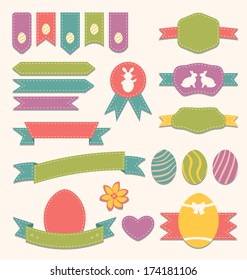 Illustration Easter scrapbook set - labels, ribbons and other elements (3) - vector