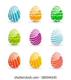 Illustration Easter set colorful ornamental eggs isolated on white background - vector