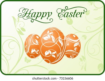 Illustration Easter set eggs on floral background - vector