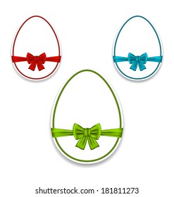 Illustration Easter set eggs wrapping colorful bows - vector