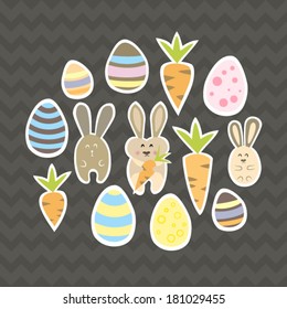 Illustration of Easter set on a brown