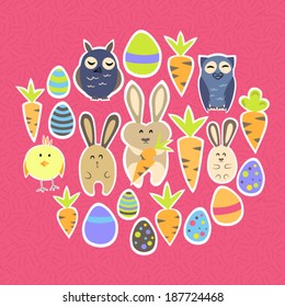 Illustration of  Easter set on a pink