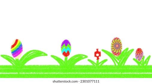 Ilustración de una planta al estilo de la Semana Santa con huevos como flores al estilo del cañón