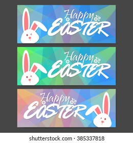 illustration easter typography and cartoon white rabbit