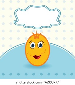 Illustration easter vintage card with egg character - vector