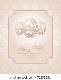 Illustration Easter vintage card with set eggs - vector