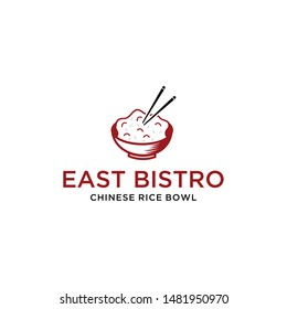 Illustration Eastern Asian cuisine restaurant with special rice bowl cuisine logo design