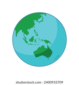 
Illustration of the eastern part of the earth. The vast continents of Australia and Asia are visible.