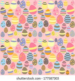 Illustration of Eastern pink seamless texture with eggs