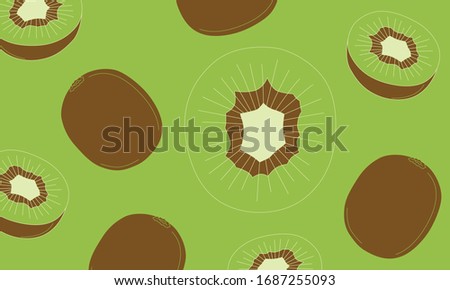 Illustration of easy-to-draw kiwi. Isolate background.