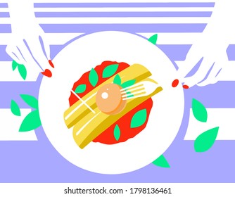 Ilustración de comer delicadeza. Vector