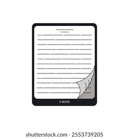 Illustration of an E-Book Reader with a Page Turn Effect