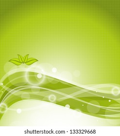 Illustration eco background with green leaves - vector