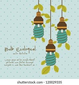 Illustration of eco bulb surrounded by plants and leaves, vector illustration