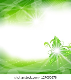 Illustration eco friendly background with green leaves - vector