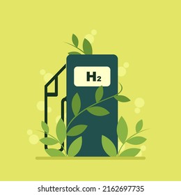 Illustration Of Eco Friendly Green Hydrogen Fuel Pump