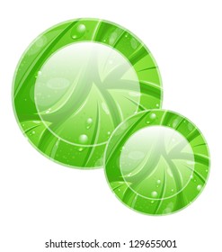 Illustration eco friendly icon for web design, leaves texture - vector