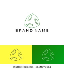 ILLUSTRATION ECO LEAF GRADIENT GREEN COLOR SIMPLE BOTANICAL GEOMETRIC LINE NATURE LOGO ICON TEMPLATE ELEMENT DESIGN VECTOR
