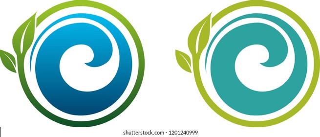 Illustration for eco logo, green leaflets in a circle