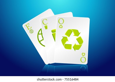 illustration of eco playing card with recycle symbols