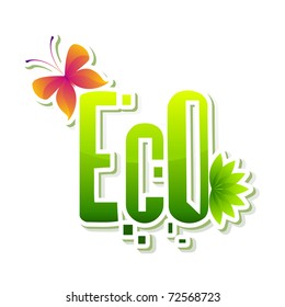 illustration of Eco sticker with butterfly showing go green