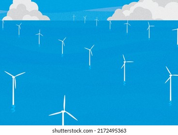 Illustration of eco-friendly new energy offshore wind power generation