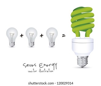 Illustration ecological, normal bulbs against energy saving bulbs, vector illustration