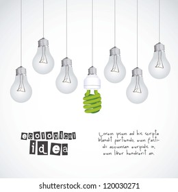 Illustration ecological, normal bulbs against energy saving bulbs, vector illustration