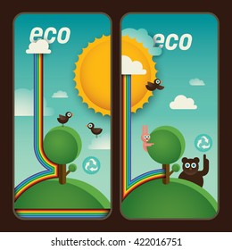 Ilustración de carteles de ecología. Ilustración vectorial.
