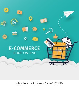 Illustration of e-commerce, business and new modern technology