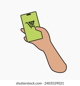 illustration of e-commerce transactions, shopping on the web, online shopping