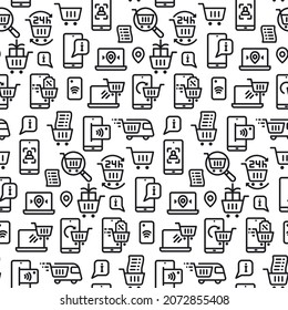 Illustration of the e-commerce and web marketing seamless pattern