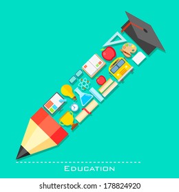 illustration of education icon in shape of pencil