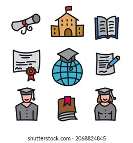 ilustración del conjunto de iconos de educación y conocimiento