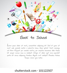 illustration of education object on back to school background