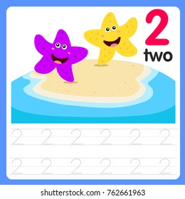 Illustration for education worksheet writing practice number