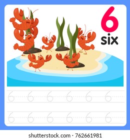 Illustration for education worksheet writing practice number
