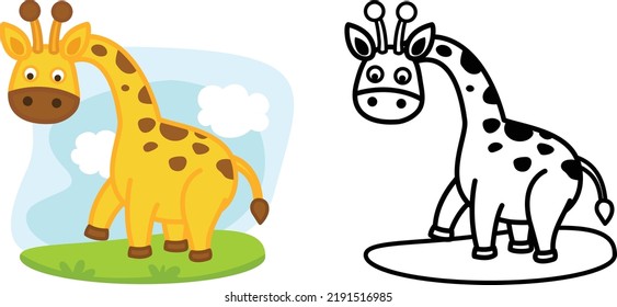 Illustration of educational coloring book animal giraffe vector