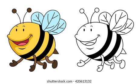 Illustration of educational coloring book vector-bee