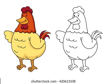 Illustration of educational coloring book vector-chicken
