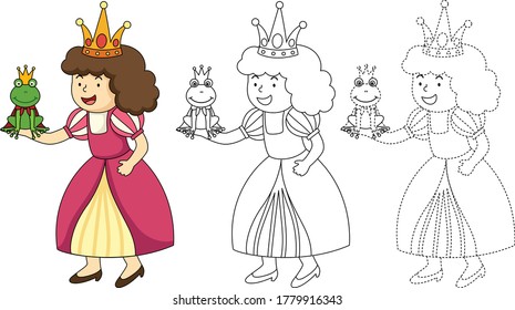 illustration of educational coloring book vector-princess